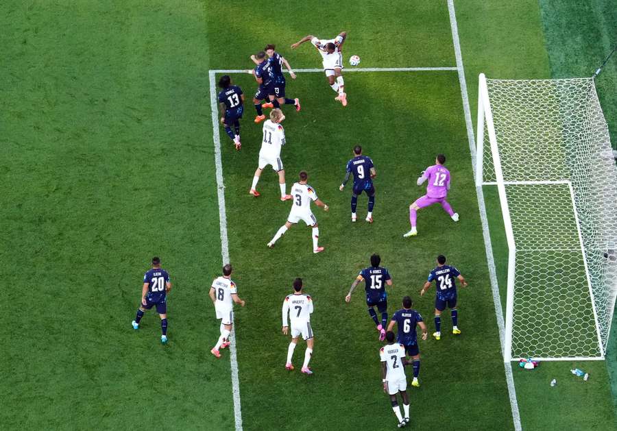 Jonathan Tah heads home for Germany before VAR intervenes Jonathan Tah heads home for Germany before VAR intervenes