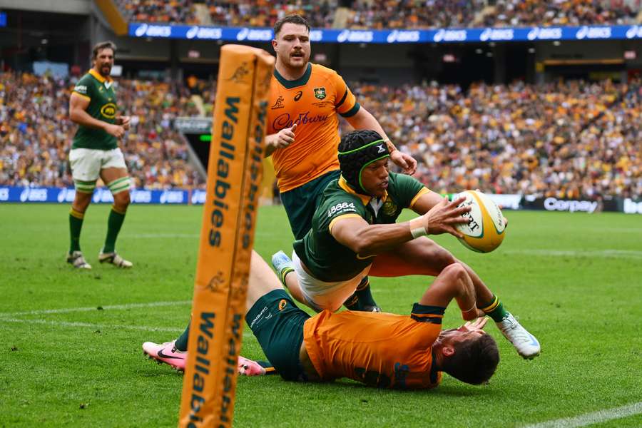 Springbok Kurt-Lee Arendse has dominated Australia with five tries in two games.