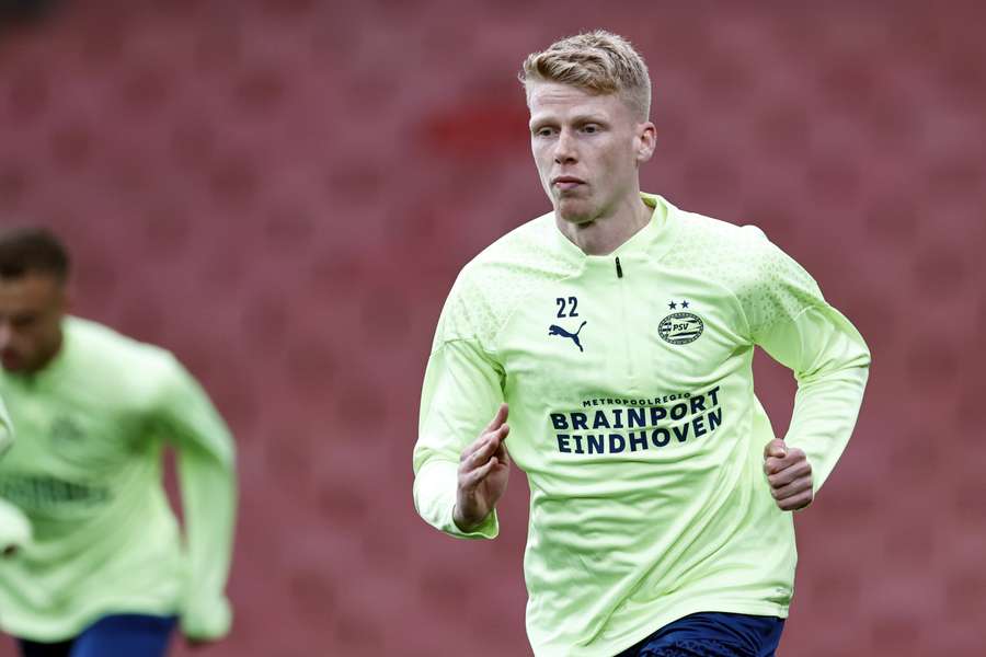 Jerdy Schouten tijdens de training van PSV