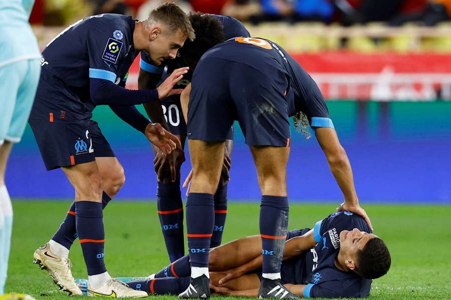 Amine Harit suffered a cruciate ligament injury playing for Marseille against Monaco