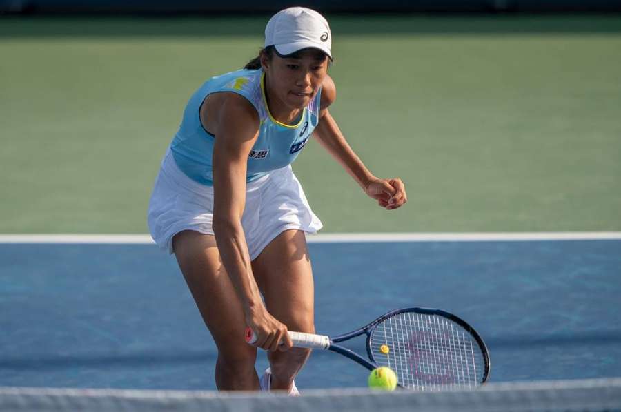 Peng Shuai returns a shot at the Western & Southern Open against Aryna Sabalenka last year