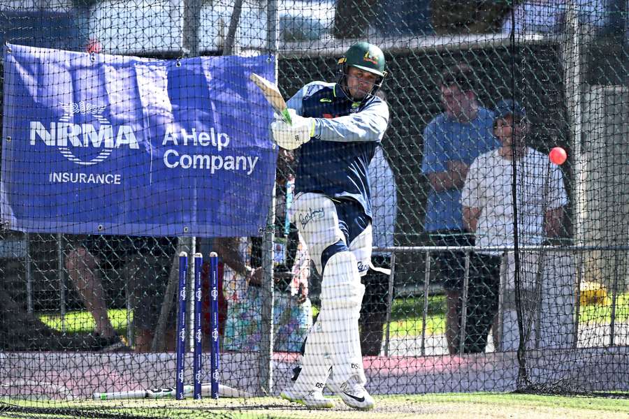 Usman Khawaja bats in the nets at The Gabba on Monday afternoon. Usman Khawaja bats in the nets at The Gabba on Monday afternoon.