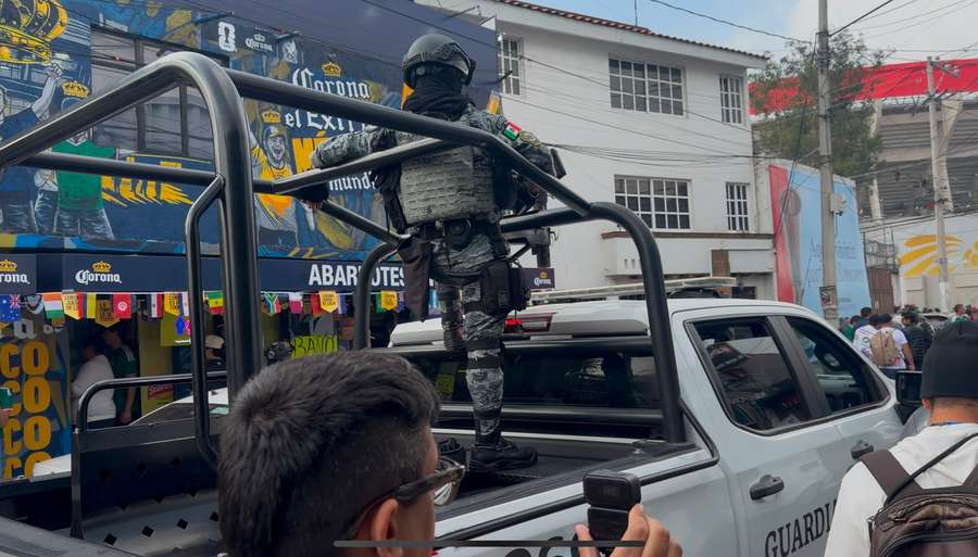 A chegada no Azteca