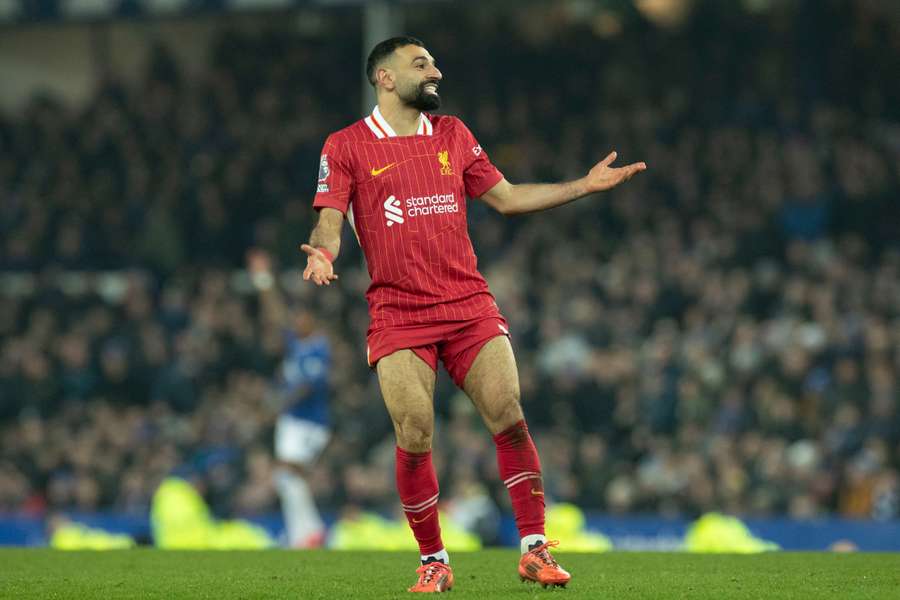 Mohamed Salah, do Liverpool, contra o Everton