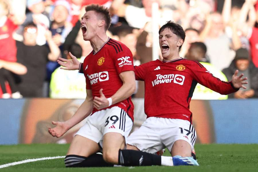 Scott McTominay celebrates after scoring the winning goal for Man Utd in injury time