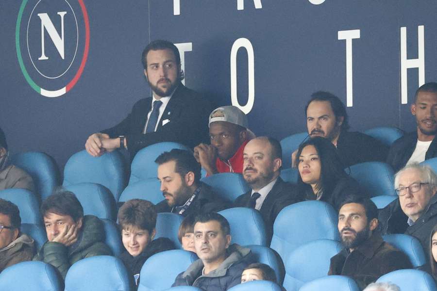 Osimhen in the stands during the match with Genoa