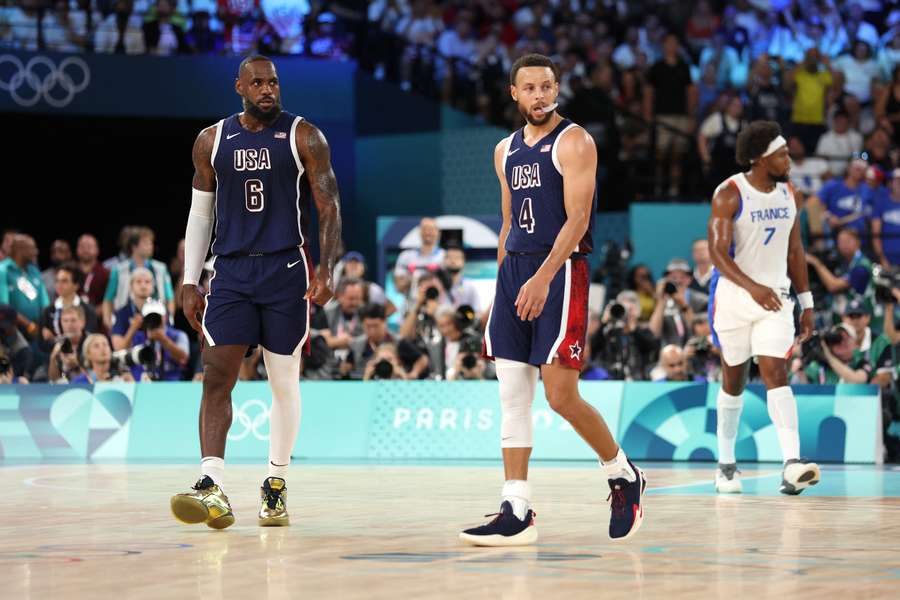 LeBron James and Stephen Curry at the 2024 Olympic Games.