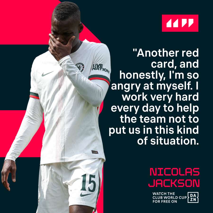 Nicolas Jackson's social media reaction to red card
