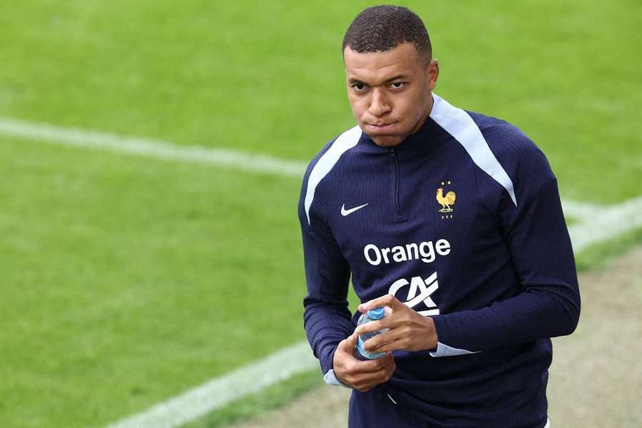 Mbappé à l'entraînement.