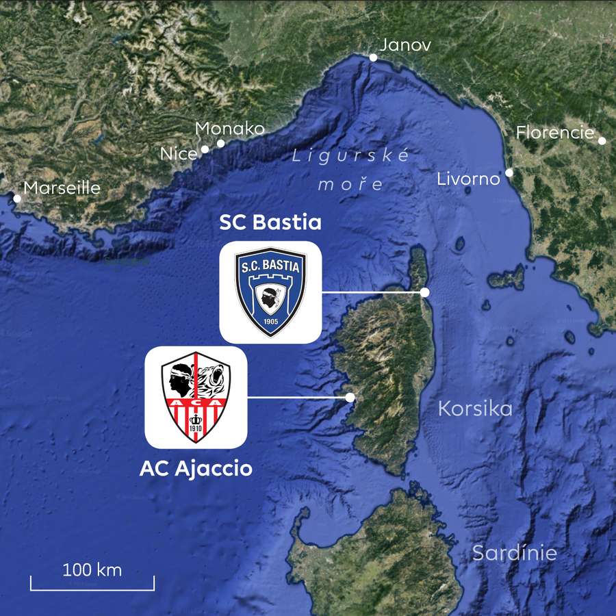 Bastia contra Ajaccio, é o norte contra o sul da Córsega.