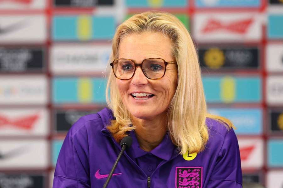 Sarina Wiegman speaks to the media during the England squad announcement press conference at St Georges Park on Thursday 