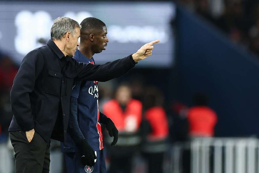 Luis Enrique et Ousmane Dembélé lors de PSG-Lens.