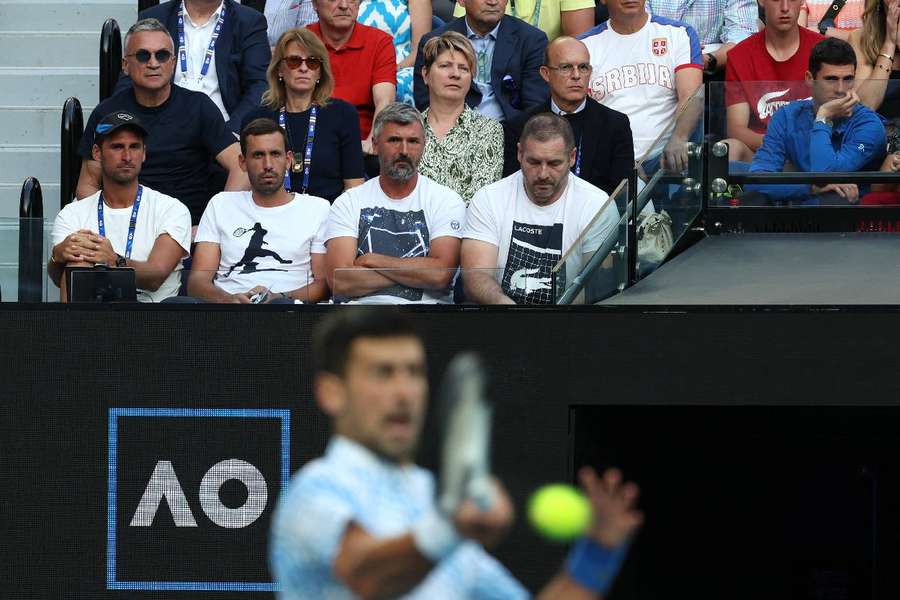The Djokovic family pictured in the stands during the Australian Open