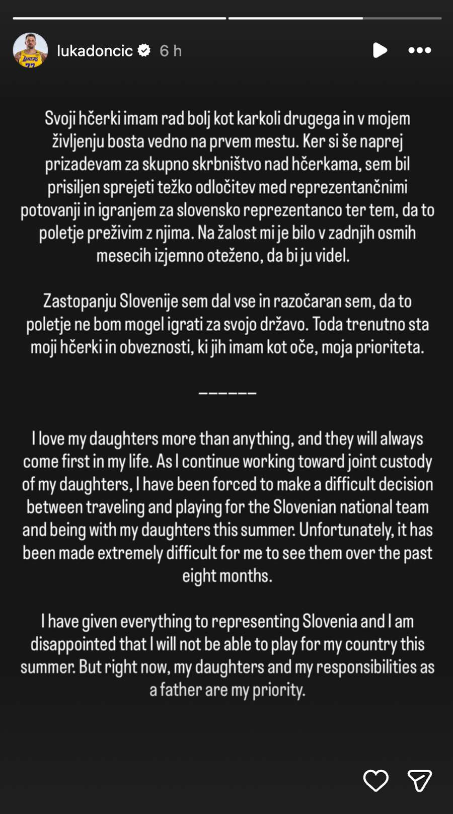 Il messaggio di Doncic