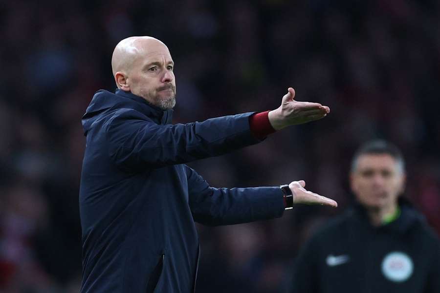 Ten Hag reacts during the match
