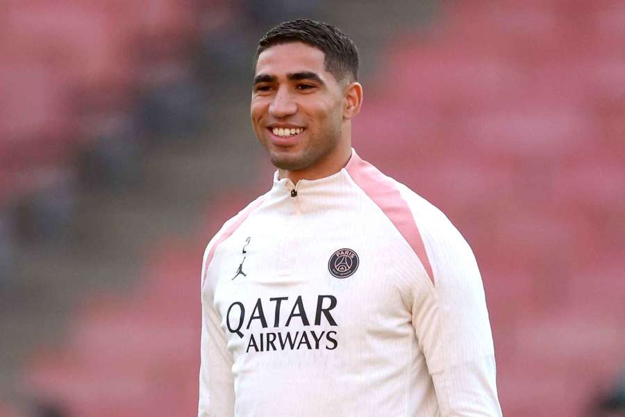 Achraf Hakimi en el entrenamiento.