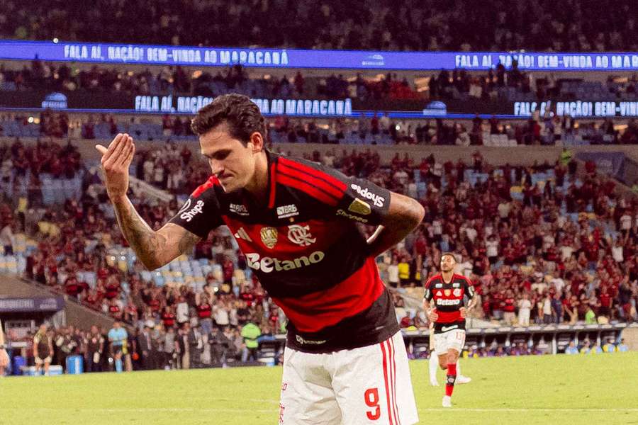 Pedro após anotar gol no Estádio Mário Filho pela Libertadores