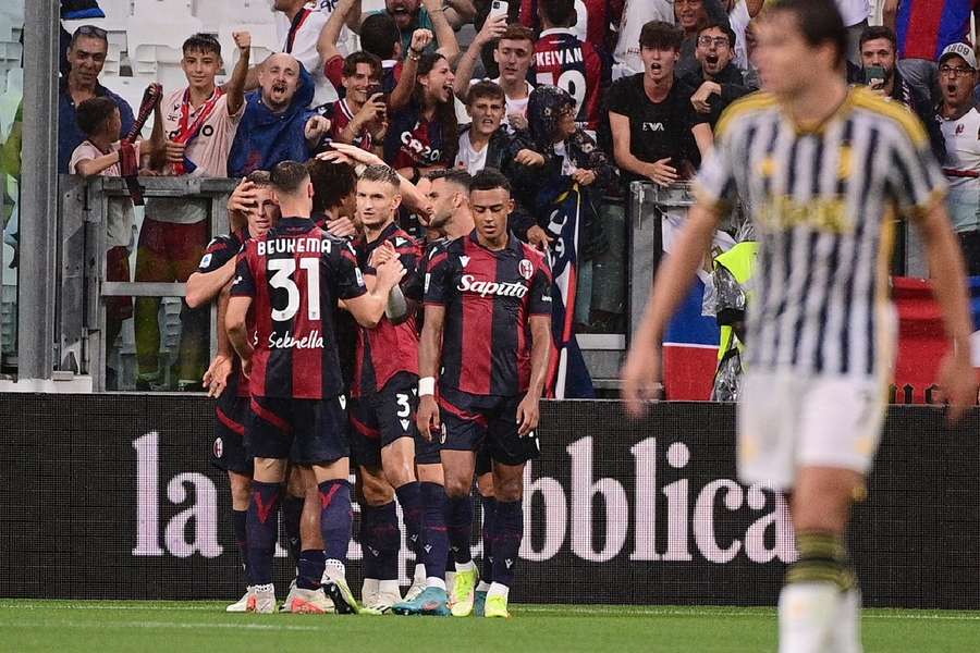 Bologna celebrate their goal