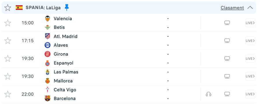 Programul zilei în LaLiga