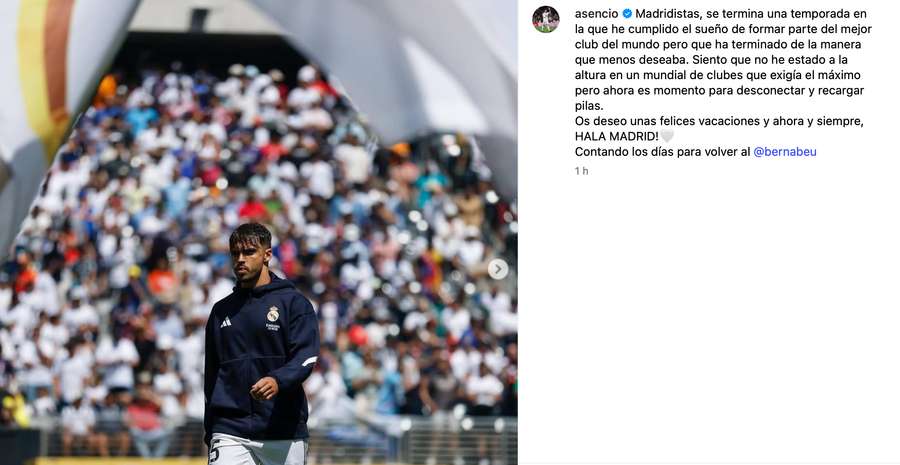 La publicación de Raúl Asencio en IG