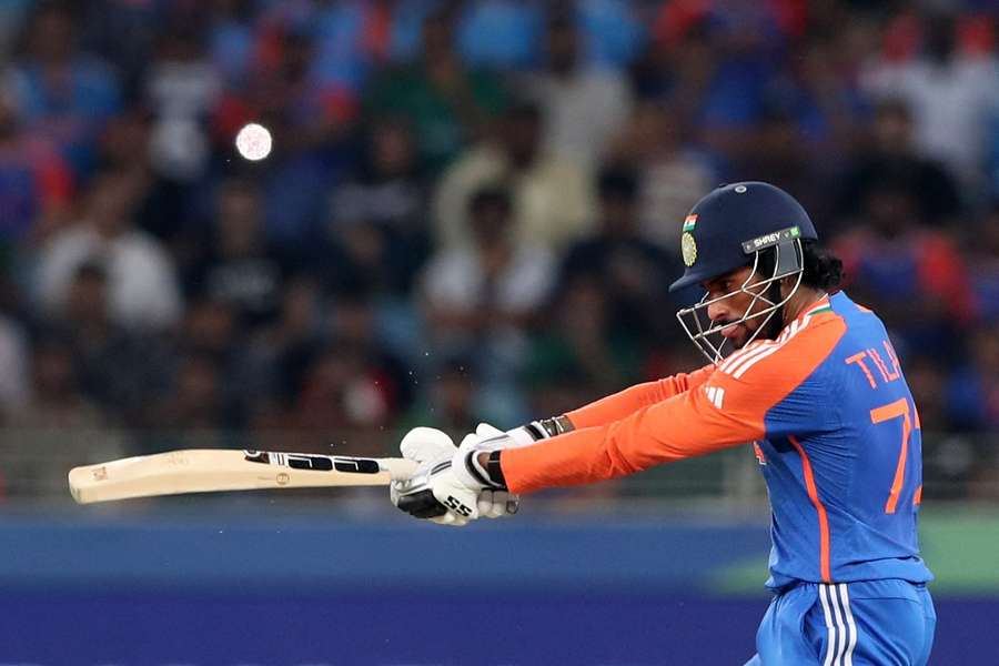 India's Tilak Varma in action