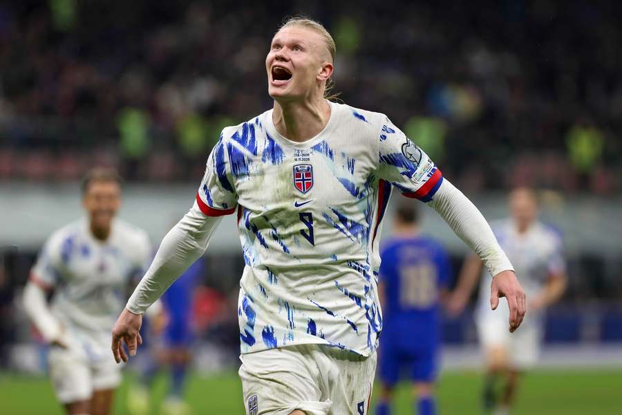 Erling Haaland (Norway) celebrates the 3-1 goal at against Italy in the World Cup qualifying campaign