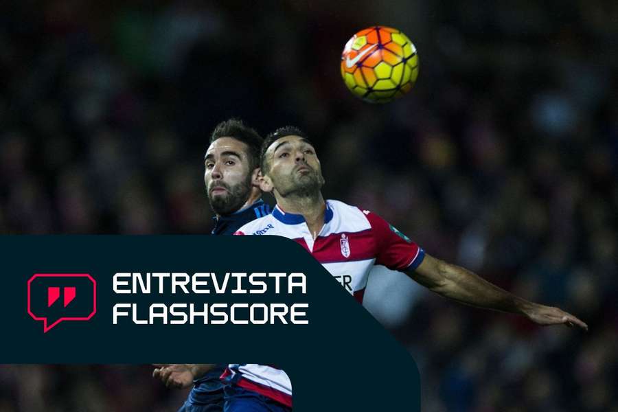 David Barral, con el Granada, ante Dani Carvajal