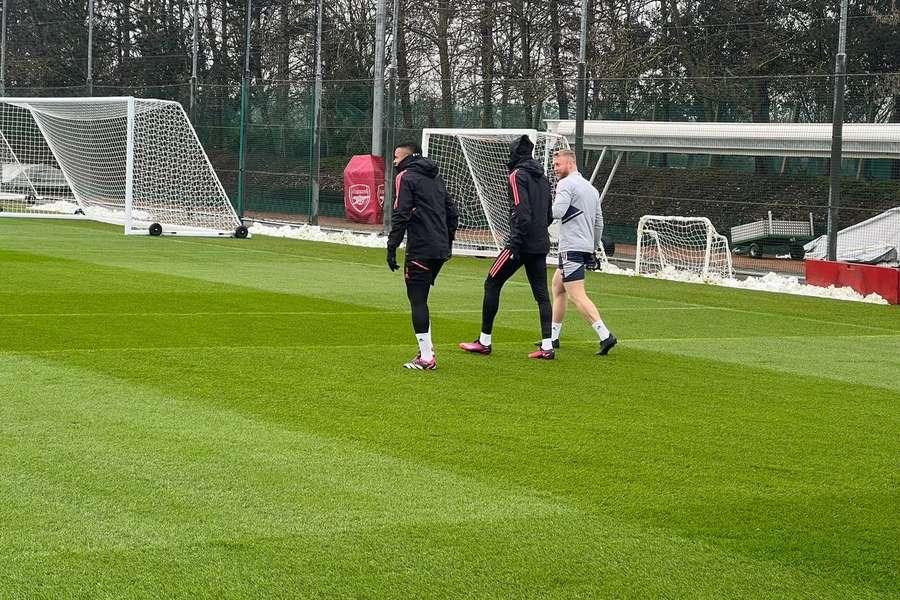 Gabriel Jesus no treino de hoje do Arsenal