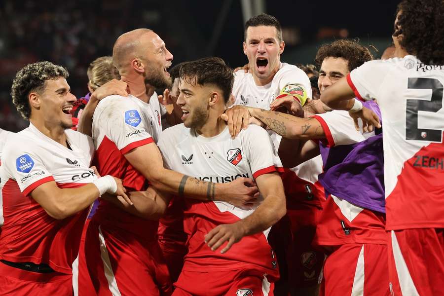 FC Utrecht celebrate qualifying for the UEFA Europa League