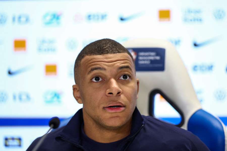 Kylian Mbappé en conférence de presse ce mercredi.