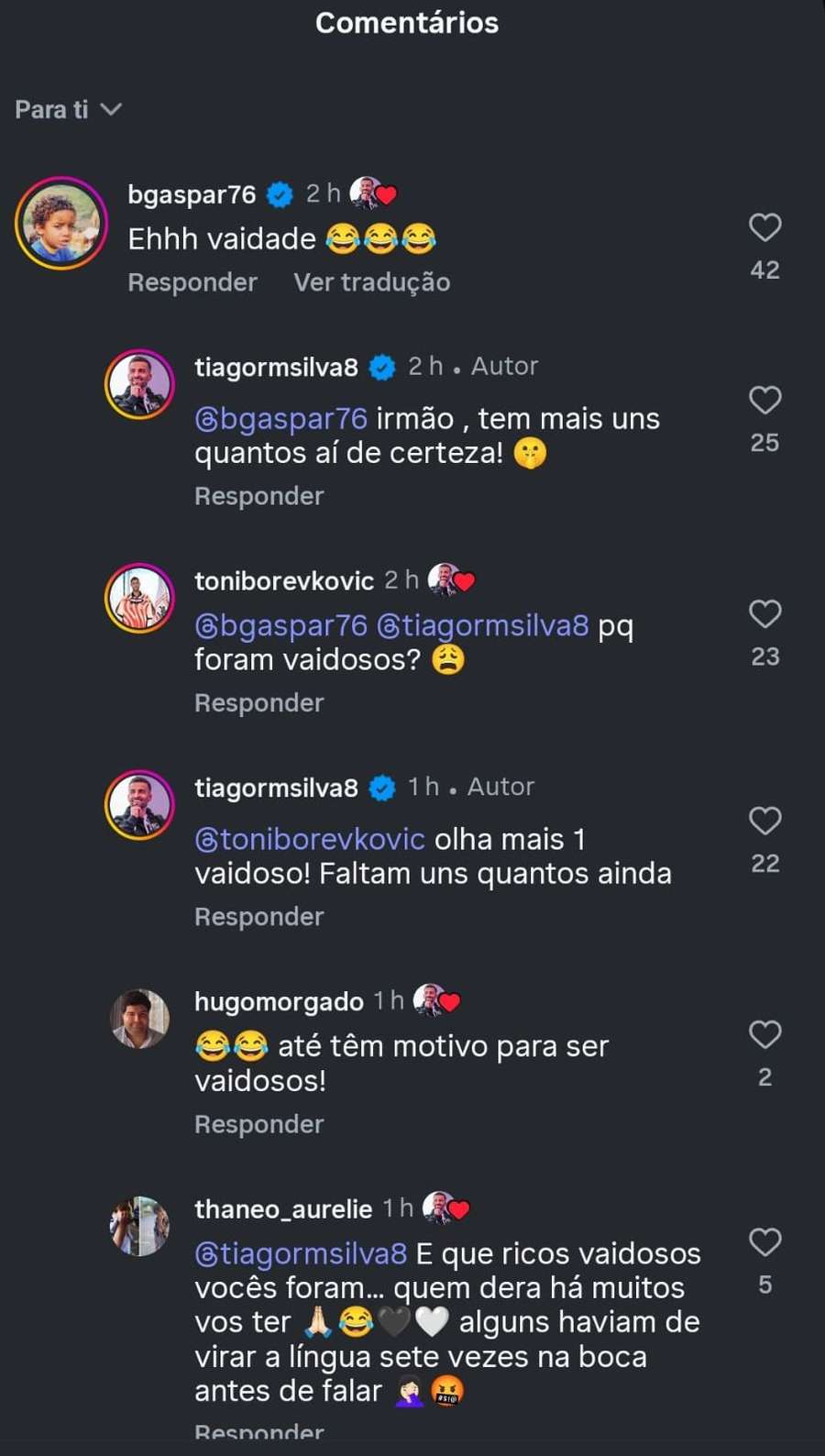 A troca de comentários entre ex-jogadores do Vitória SC