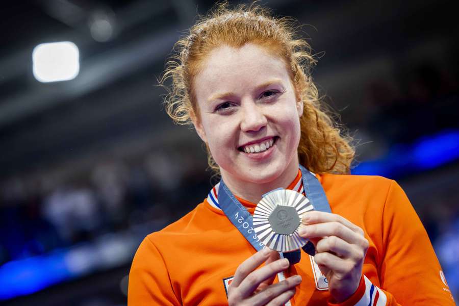 Hetty van de Wouw won op de keirin een zilveren medaille