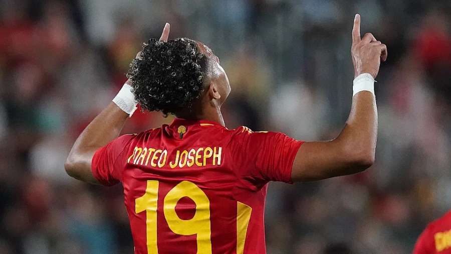 Mateo Joseph celebra un gol con España sub21 Mateo Joseph celebra un gol con España sub21