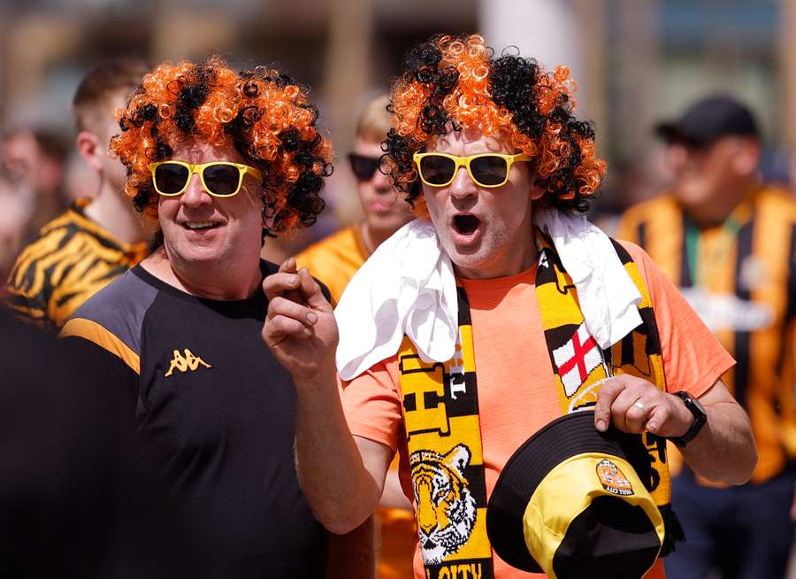 Hull fans outside the stadium before the match Hull fans outside the stadium before the match