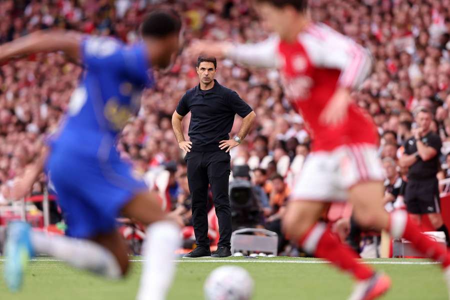 Arsenal's Mikel Arteta looks on during the match against Chelsea Arsenal's Mikel Arteta looks on during the match against Chelsea