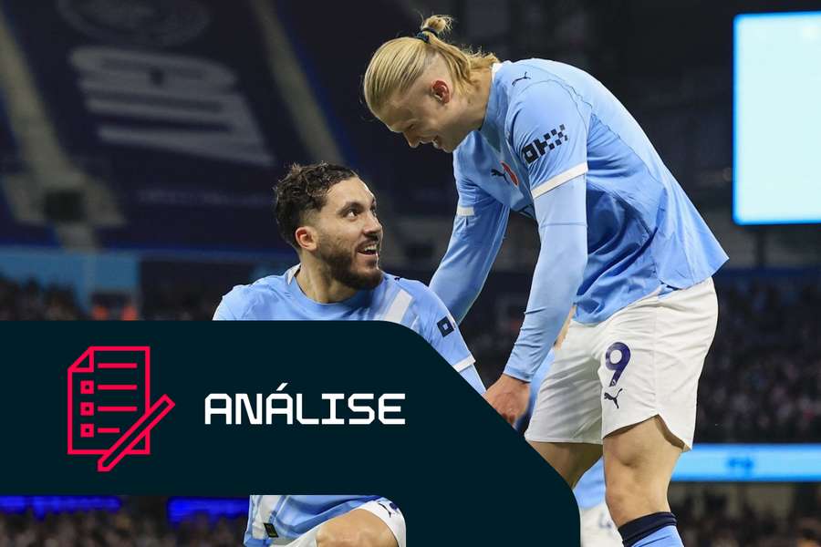 Rayan Cherki com Haaland no Manchester City Rayan Cherki com Haaland no Manchester City