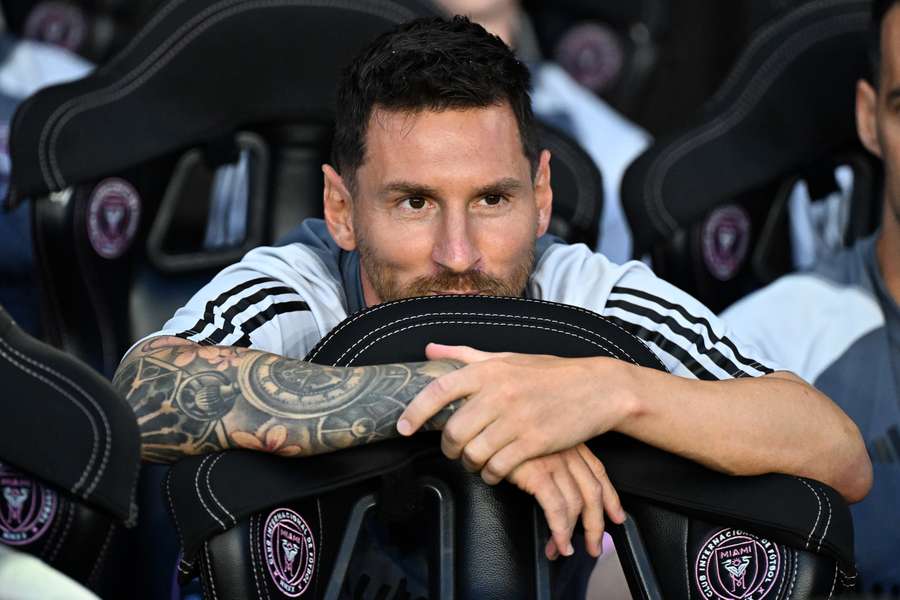 Inter Miami's Argentine forward Lionel Messi looks on prior to the Leagues Cup Group J football match between Inter Miami CF and Cruz Azul