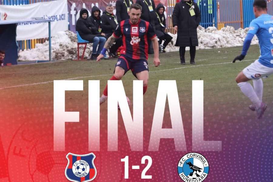 Corvinul câștigă pe terenul lui FC Bihor