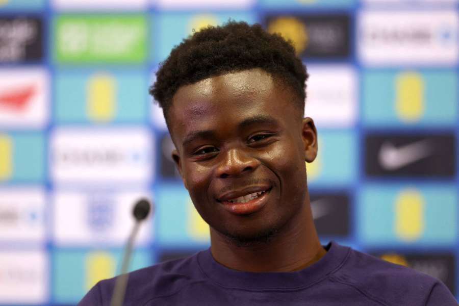 Bukayo Saka during the England press conference 
