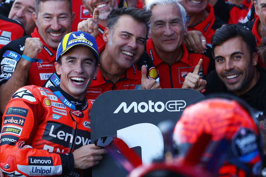 Ducati Lenovo Team's Marc Marquez celebrates winning in Hungary Ducati Lenovo Team's Marc Marquez celebrates winning in Hungary