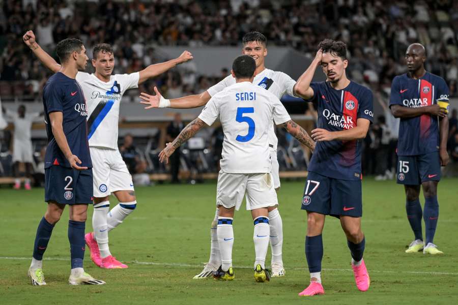 Les joueurs de l'Inter célèbrent l'un des buts