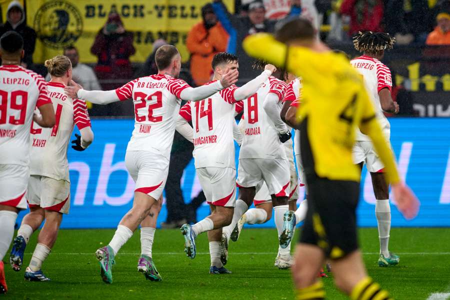 RB Leipzig jubler efter en af deres scoringer