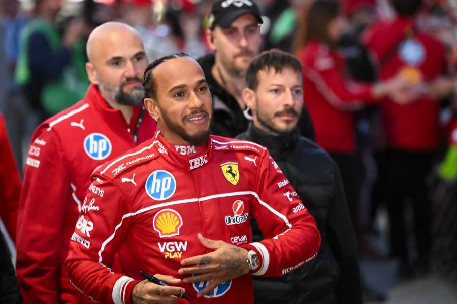 Hamilton at Ferrari HP Drivers' presentation event