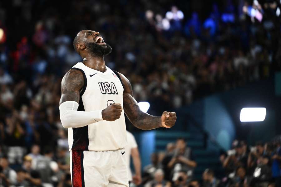 LeBron James celebrates after the USA's epic semi-final win over Serbia