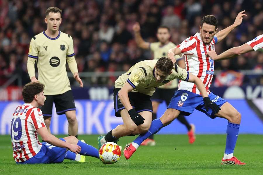 Lance del Atlético de Madrid-Barcelona de la ida de semifinales de Copa