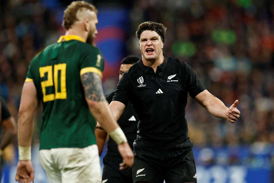 New Zealand's Scott Barrett reacts 