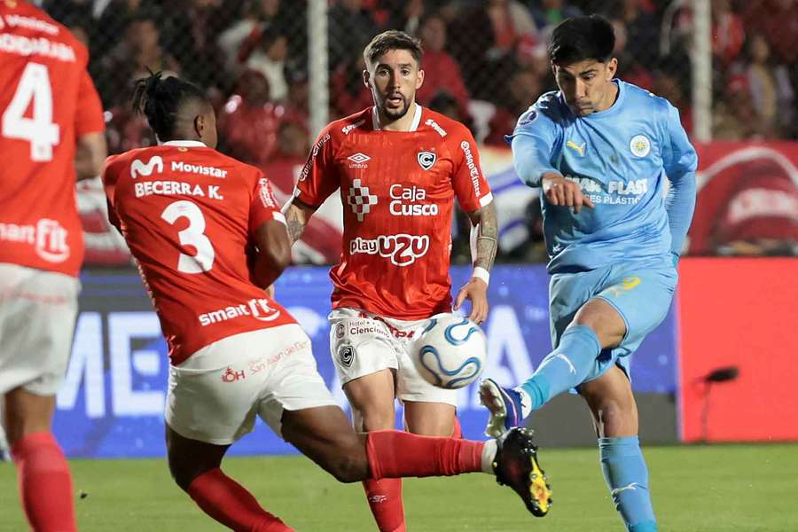 Arias, durante el partido de la Copa Sudamericana