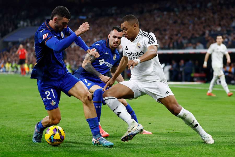 Kylian Mbappe in action against Getafe on Sunday