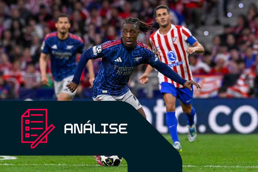 Eberechi Eze, do Arsenal, durante o jogo frente ao Atletico Madrid