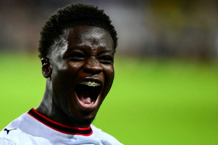Alphadjo Cissè esulta dopo la rete dello 0-1 in Torino-Milan